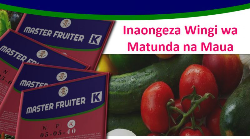 Master Fruiter ni mbolea (booster/busta) yenye nitrogen, phosphorus na kiwangokikubwa cha potassium katika uwiano wa N:P:K 10:10:40